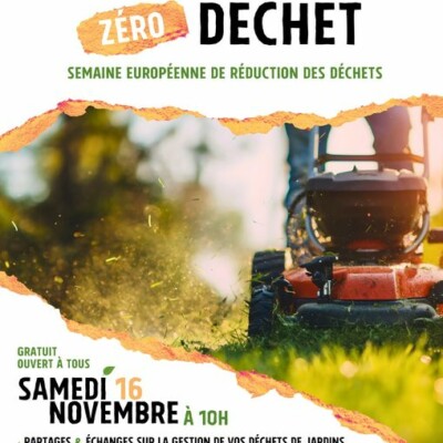 Affiche pour l'événement "Mon Jardin Zéro Déchet" le 16 novembre, sur la gestion des déchets de jardin à Esquay-Normande.